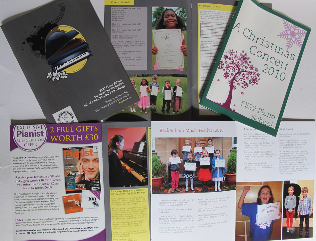 London SE22 Piano School brochure printing in Solopress Spotlight blog article
