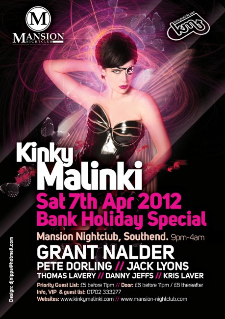 Clubposter drukken door Solopress voor Mansion Kinky Malinki april 2012