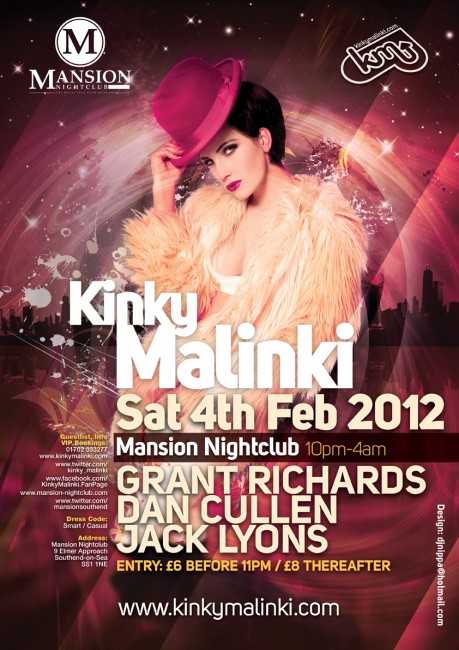 Kinky Malinki Mansion Nightclub poster printing by Solopress