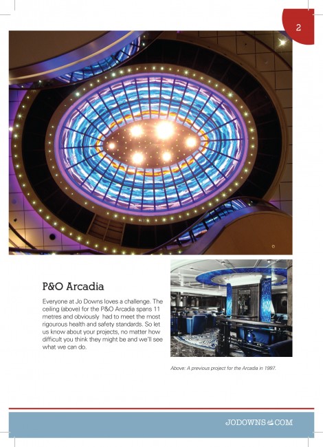 Techo del crucero Arcadia Folletos brillantes A5 impresos por Solopress para Jo Downs Handmade Glass
