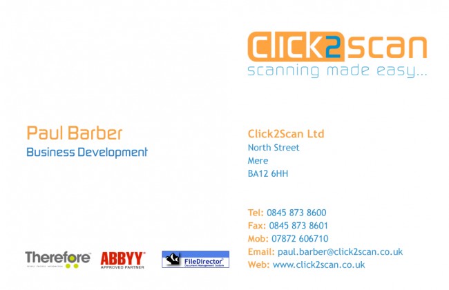 Matt Laminated Business Cards printed by Solopress for Click2Scan