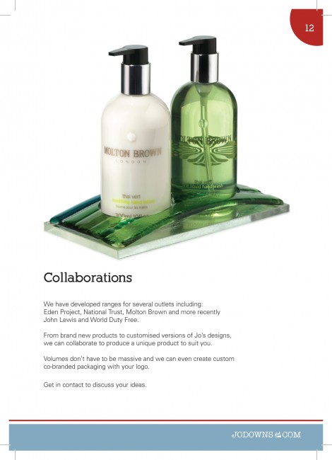 Folletos brillantes A5 de la colaboración de Molton Brown London impresos por Solopress para Jo Downs Glass