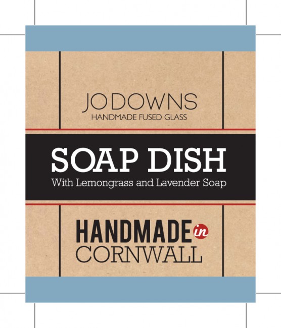 Etiquetas para jaboneras Volantes de seda impresos por Solopress para Jo Downs Handmade Glass