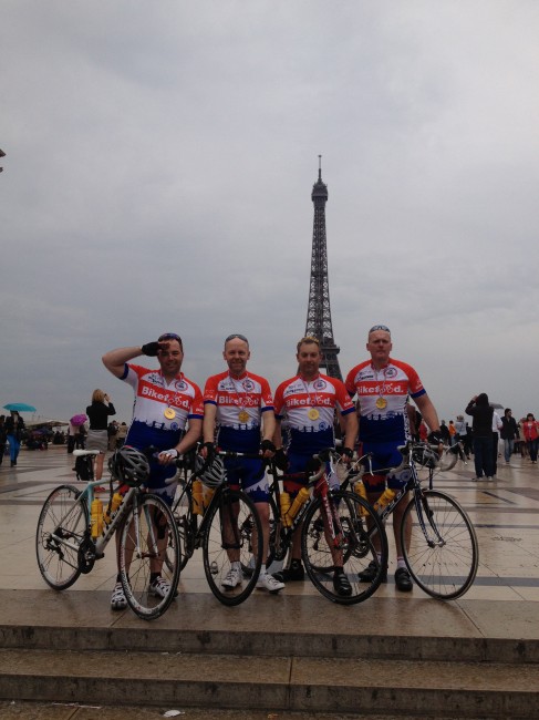 Solopress London to Paris charity bike ride reaches the Eiffel Tower