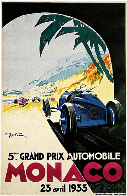 Cartel del Gran Premio de Mónaco de 1933 en el blog de impresión Solopress