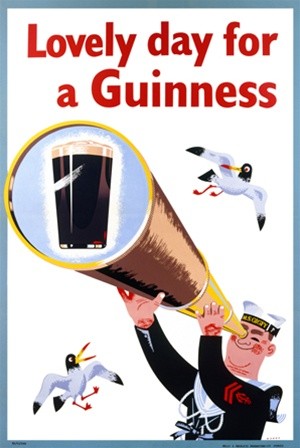 Sailor and seagulls Guinness classic poster printing