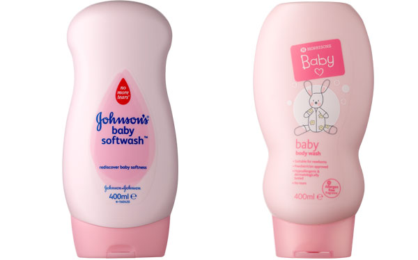Johnson’s vs Morrisons Baby packaging