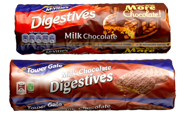 McVitie's vs Tower Gate digestieven verpakking