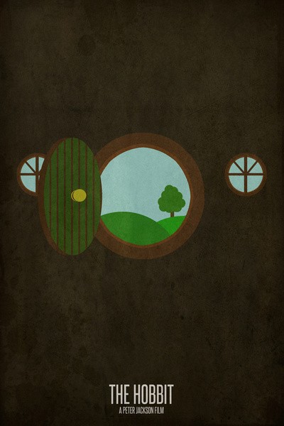 Póster minimalista de la Comarca de El Hobbit por Matt Humphrey