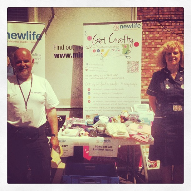 Newlife’s Roller Banners at a charity craft stall in Raunds Northamptonshire