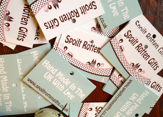 Group of 'Spoilt Rotten' swing tags printed by Solopress