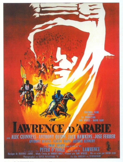 Oscuro y dramático cartel de la película Lawrence de Arabia