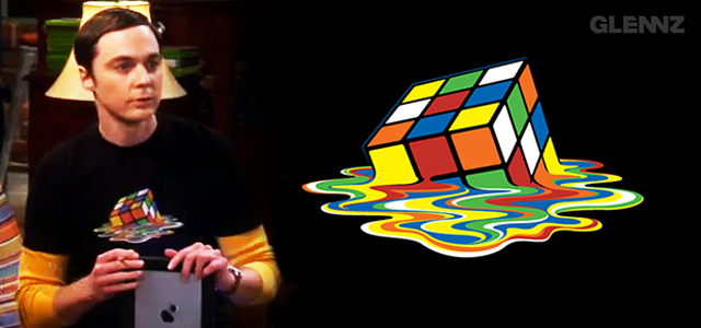Sheldon wearing Melting Rubiks T-shirt