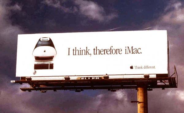Ich denke, deshalb iMac Plakatwerbung