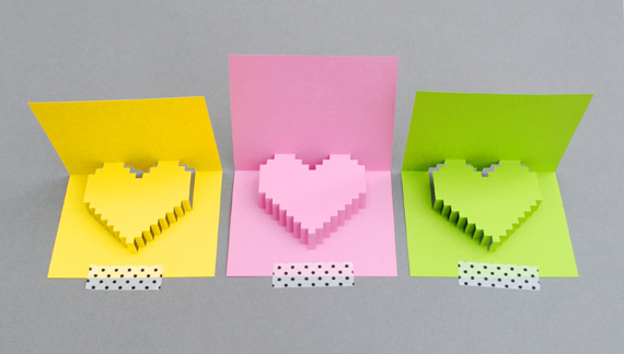 Cute, multicoloured 3D pixel heart tutorial - perfect gift for Valentines