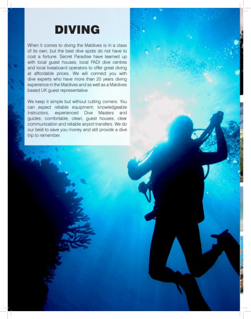 Maldivas folleto de vacaciones buceo