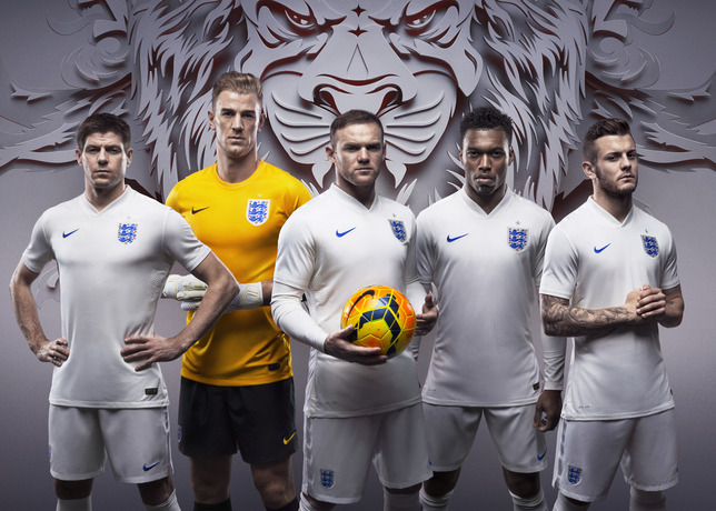 England home football kit for World Cup 2014