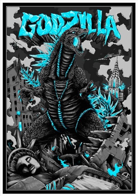 Godzilla poster art by Benji Charnock