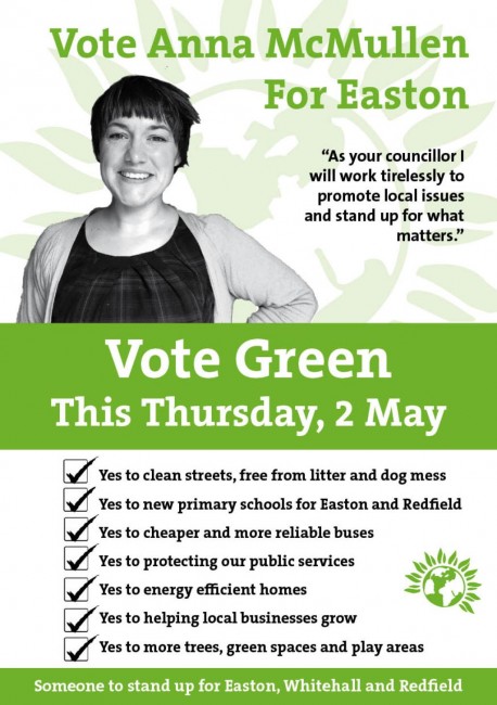 Vote Green election flyer front