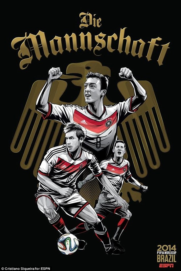 Copa Mundial de la FIFA 2014-Alemania-Mesut-Ozil-Phillipp-Lahm-Bastian-Schweinsteiger-Poster