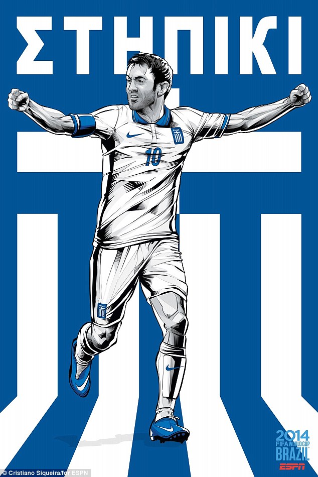 FIFA-Wereldcup-Giorgos-Karagounis-Griekenland-Voetbal-Poster
