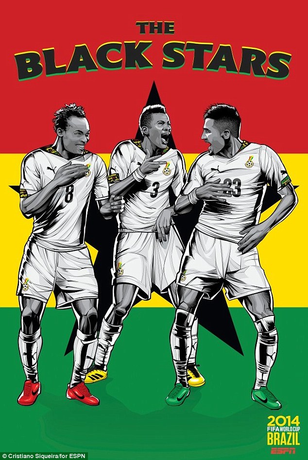 Coupe du Monde de la FIFA-2014-Ghana-Micheal-Essien-Asamoah-Gyan-Kevin-Prince-Boateng-Poster