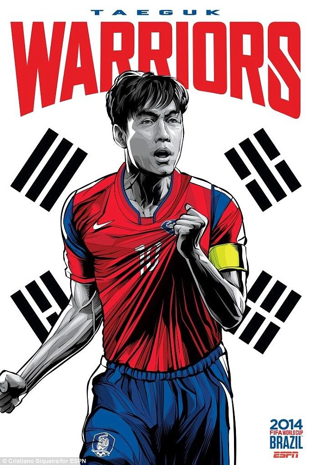 Coupe du Monde de la FIFA-2014-Lee-Chung-Young-Bolton-Wanderers-Midfielder-Corée du Sud-Football-Soccor-Poster