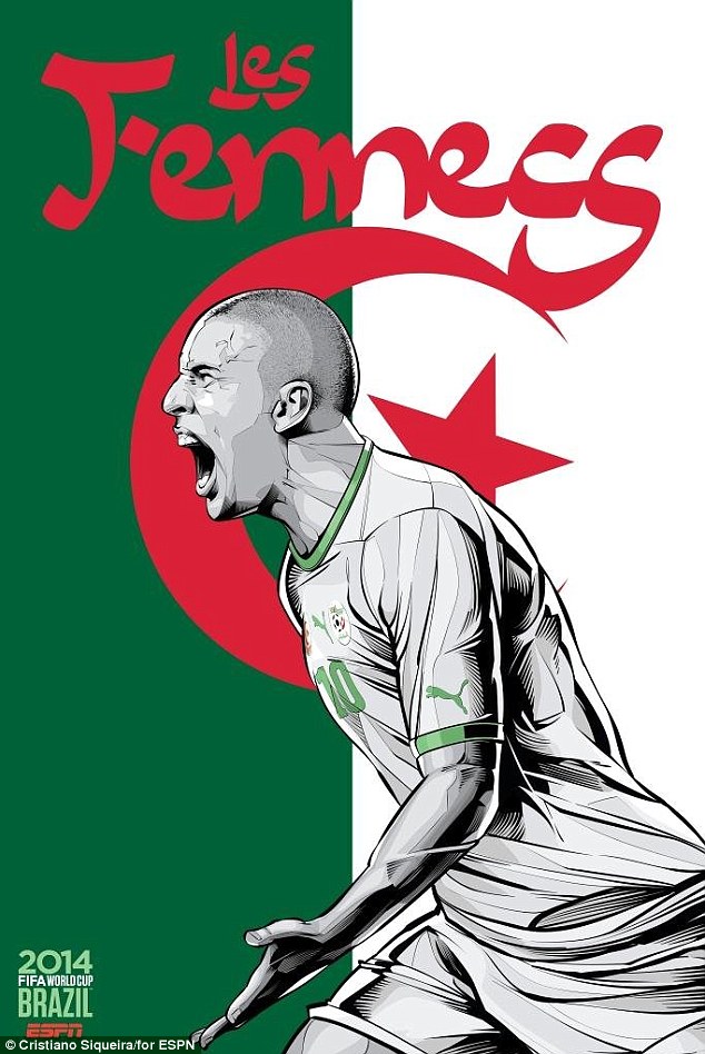 Coppa del Mondo FIFA-2014-Algeria-Valencia-l'ala-Sofiane-Feghouli-bellows-in-poster