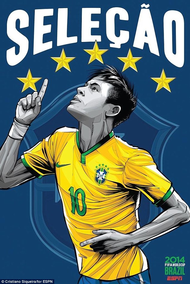 Coupe du Monde de la FIFA-2014-Brésil-Neymar-football-soccer-poster