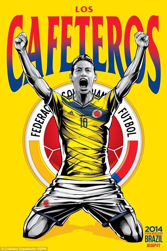 FIFA-Copa del Mundo-2014-Croacia-y-Mónaco-jugador-James-Rodríguez-póster