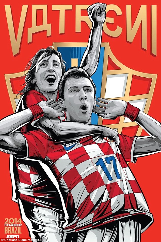 Copa do Mundo da FIFA-2014-Croácia-Real-Madrid-Luka-Modric-Bayern-Munique-Mario-Mandzukic-Poster