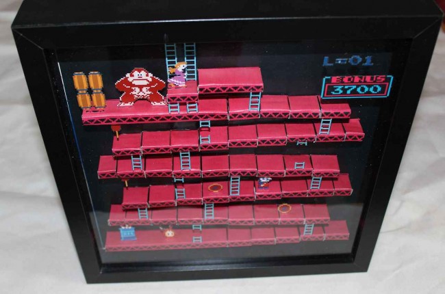 Diorama de papel en 3D de Donkey Kong
