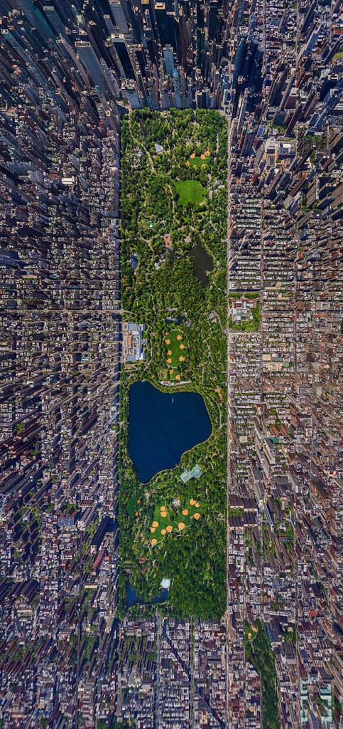 Vista de pájaro de Central Park en Nueva York, Estados Unidos, por el fotógrafo ruso Sergey Semenov