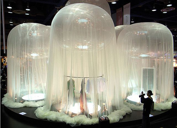 Exhibition stands made to look like jellyfish