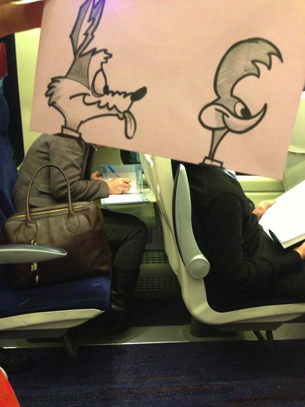 Funny sketch of Road Runner and Wile E Coyote