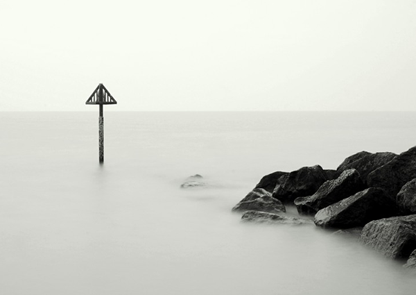 Amazing photograph of a misty sea taken in black and white