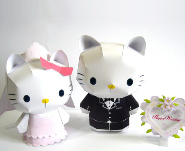 Adorable bride and groom paper Hello Kitty