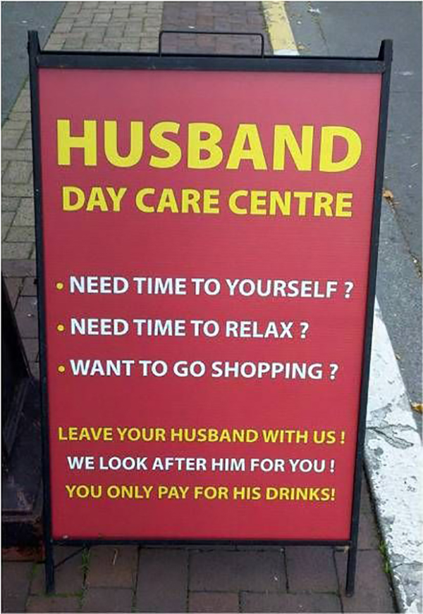 Cartel de guardería para maridos