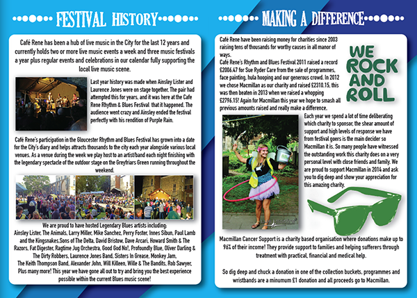 Rene festival brochure, final double spread of page