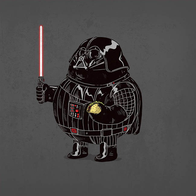 Darth Vadar indulged in one too many tacos in this graphic design sketch