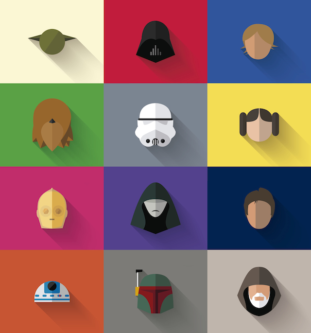 Star Wars long shadow flat design icons by Filipe Carvalho