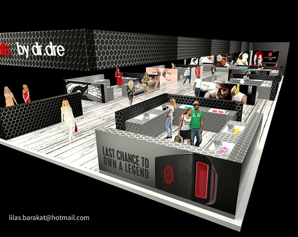 Beats exhibition stand design concept has loads of sections