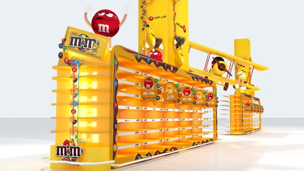 Graphic design drawing of the M&Ms sweet stand