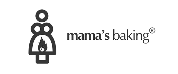 Mamma's baking logo shows a silhouette of an oven - which doubles up to look like a big-busted woman with fire at a rude part on her skirt