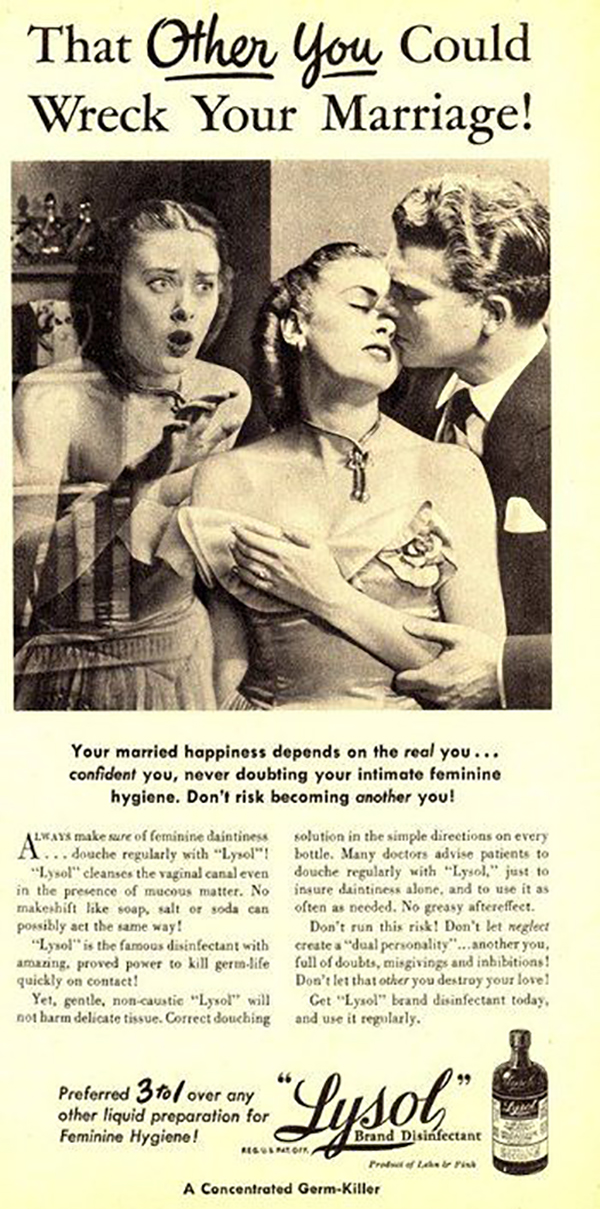 Marketing campaign by Lysol advertises to women to maintain their feminine hygeine