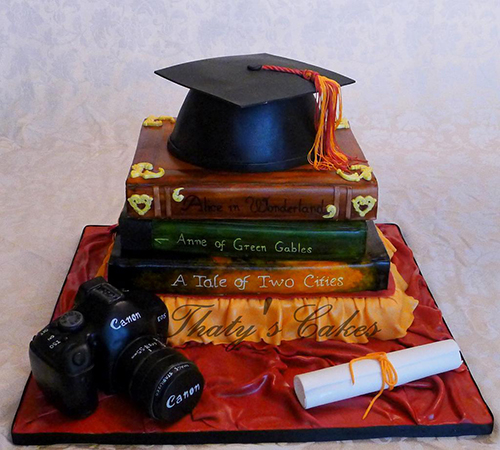 Amazing books graduation cake