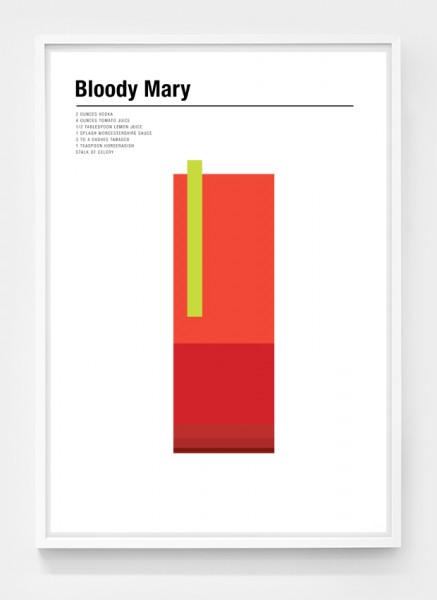 Cartaz de cocktail minimalista Bloody Mary