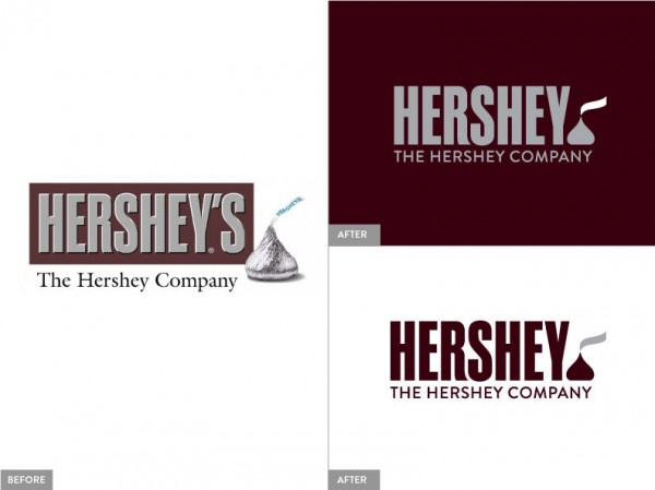 Hershey's logo old and new designs