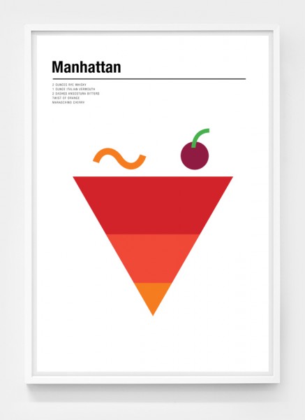 Minimalistisches Cocktail-Poster für Manhattan