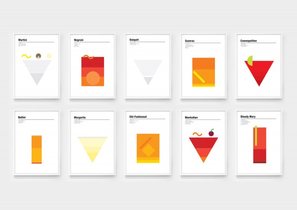 Poster minimalista per cocktail di Nick Barclay Designs